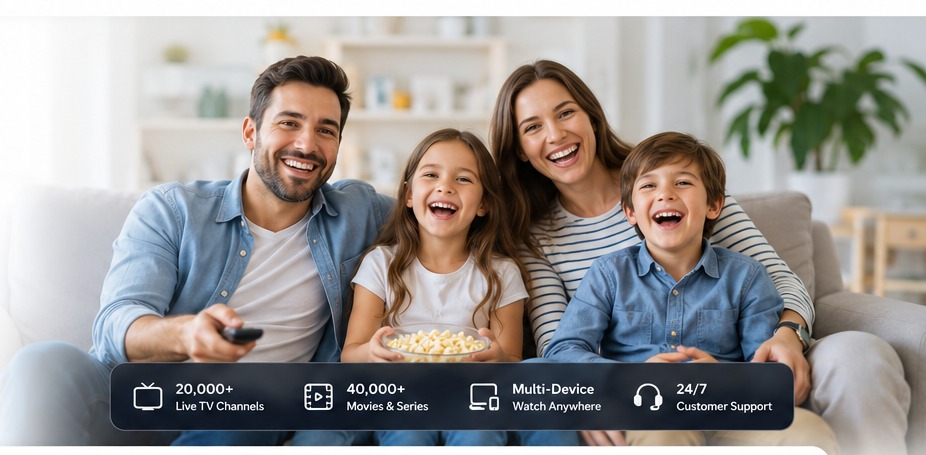 Family enjoying entertainment together